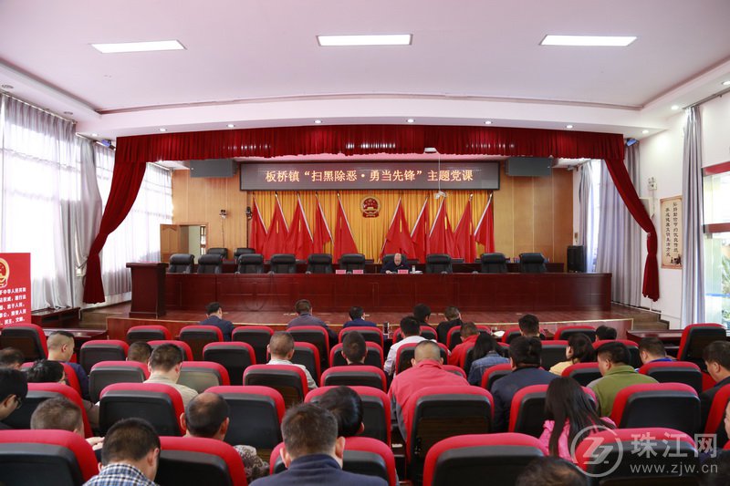 罗平县领导到板桥镇开展扫黑除恶主题党课宣讲