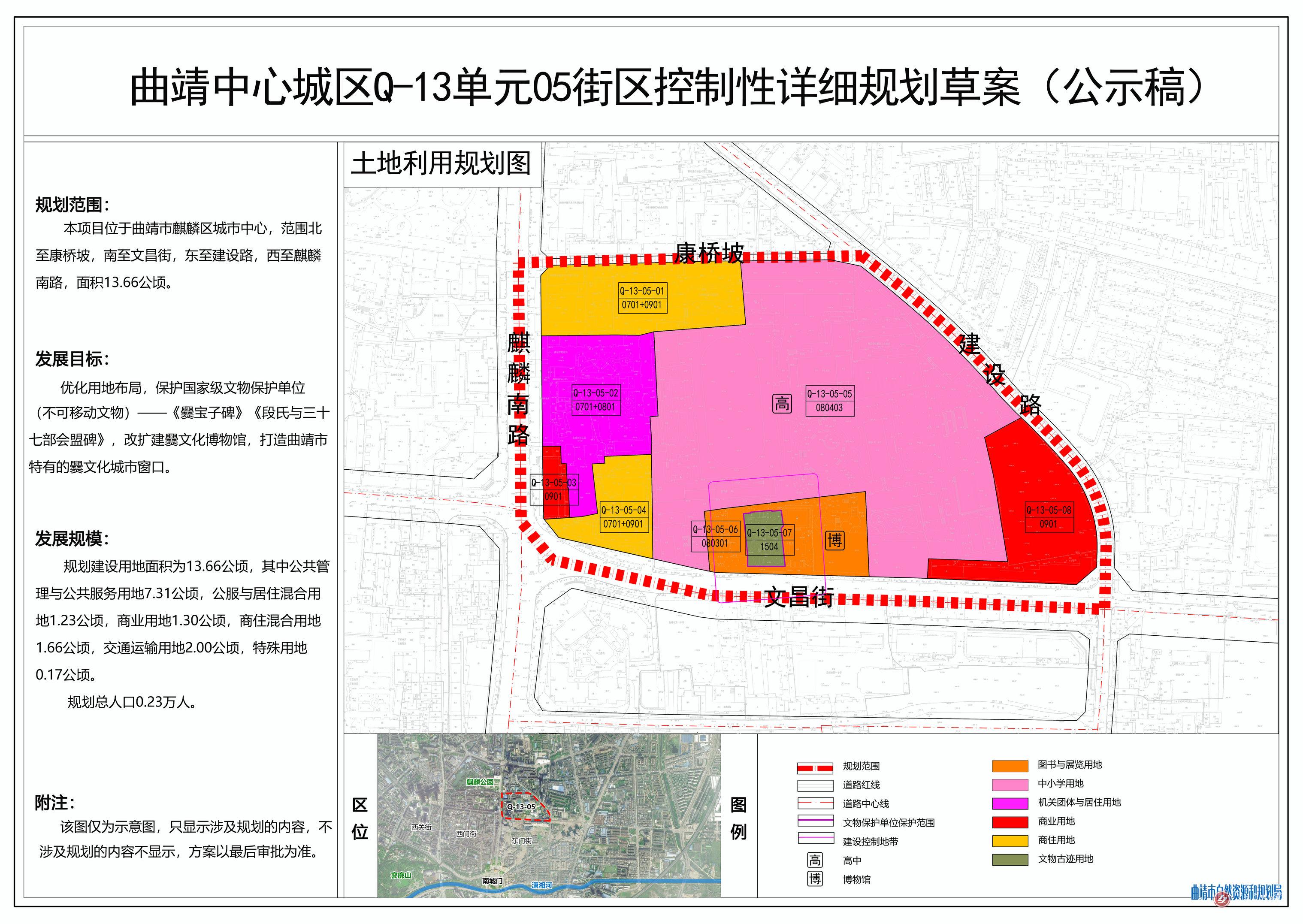 曲靖一中（文昌校区）片区控制性详细规划草案公示