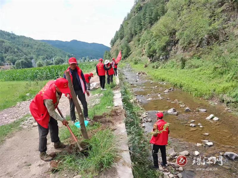 会泽县新街乡植树护堤添新绿